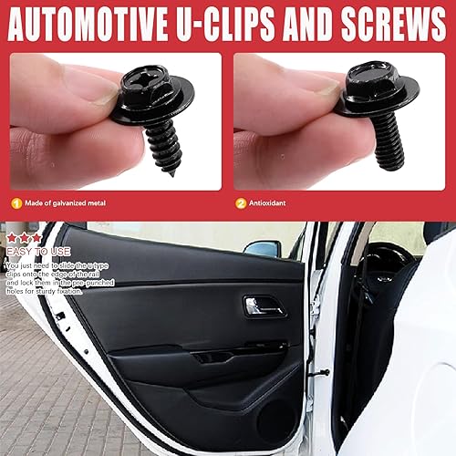 Miniatura 6 de Hilitchi Kit surtido de tuercas y tornillos en U para automóvil, incluye 4 tamaños de clips de tuerca en U, clips tipo U, clips de fijación de