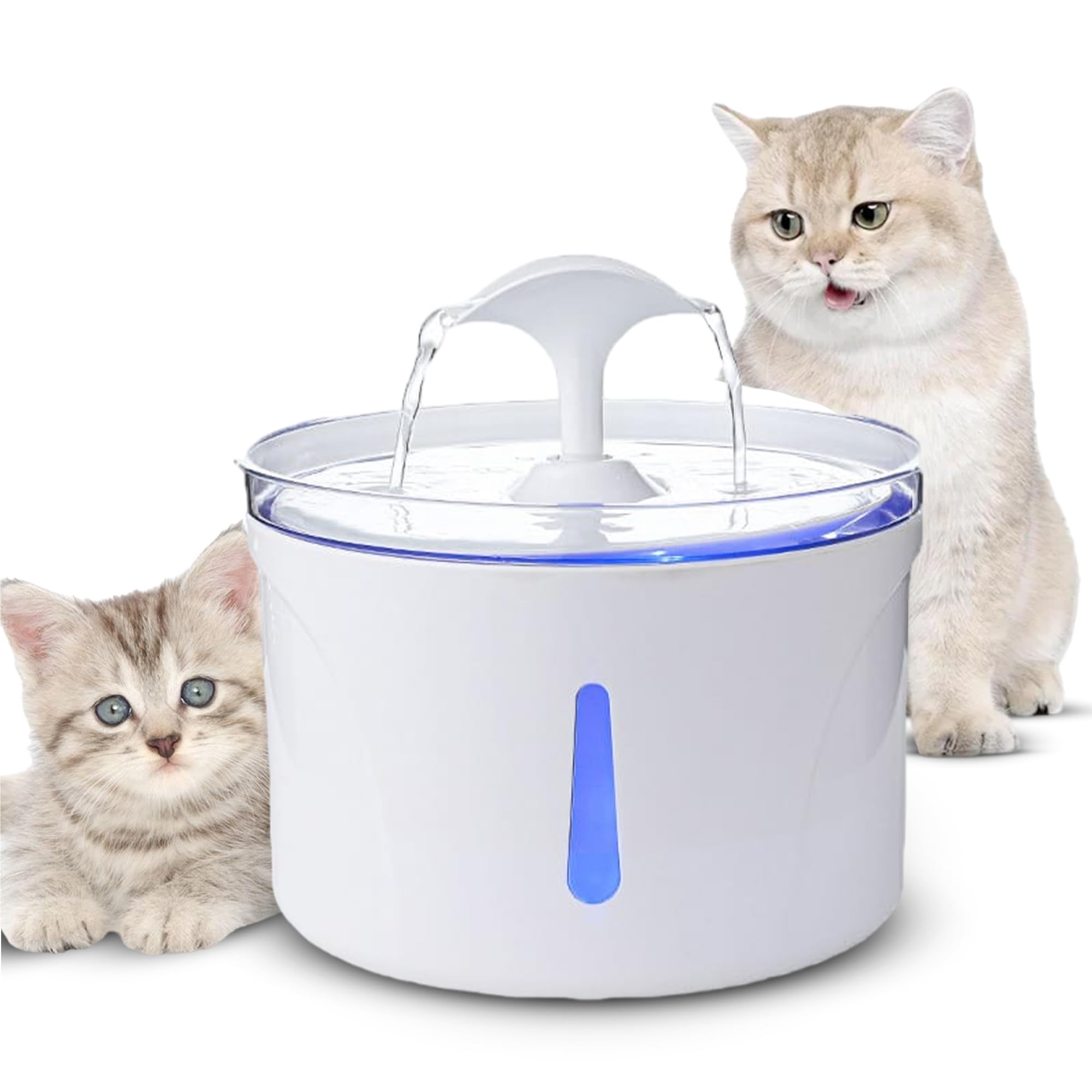Cat Water Fountain, 2.5L Automatic Pet Water Dispenser with LED Light, 3 Flow Modes, Power Adapter, and 3 Extra Filters - Perfect for Cats, Dogs, and Multiple Pets