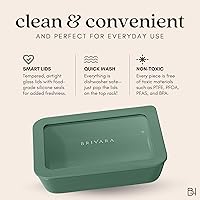 Vista 9 de Ceramic Coated Glass Food Storage Containers No PTFE, PFOA, PFAS, and BPA Reusable Non Toxic Meal Prep Containers with Glass Lids Easy To