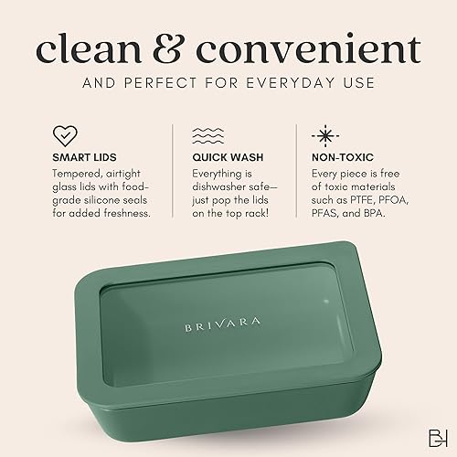 Miniatura 9 de Recipiente de almacenamiento de alimentos de vidrio recubierto de cerámica  Sin PTFE, PFOA, PFAS y BPA  Recipiente reutilizable no tóxico para