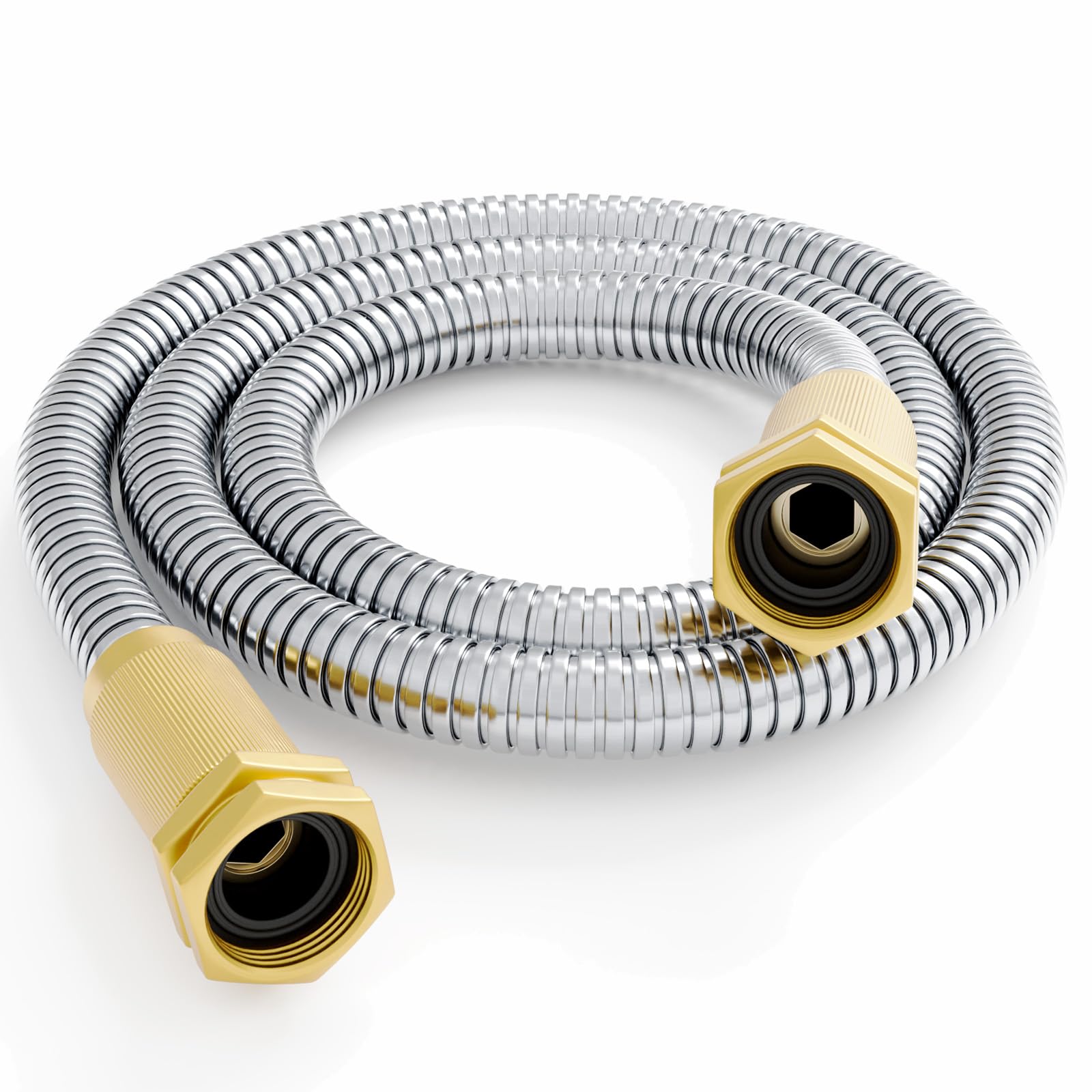360 GADGET 3 FT Stainless Steel Garden Hose - Heavy Duty, Flexible, Leak-Proof with Metal Fittings & Universal Connector