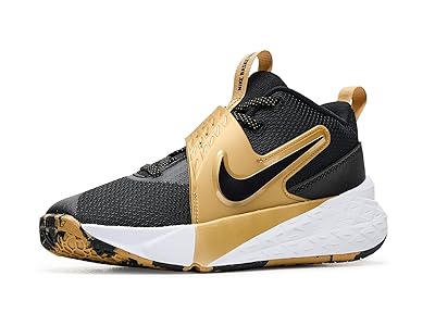 Nike Kids Team Hustle D 12 (big Kid) Kids Shoes Black/Black/Metallic Gold/White : 4 Big Kid M, Textile