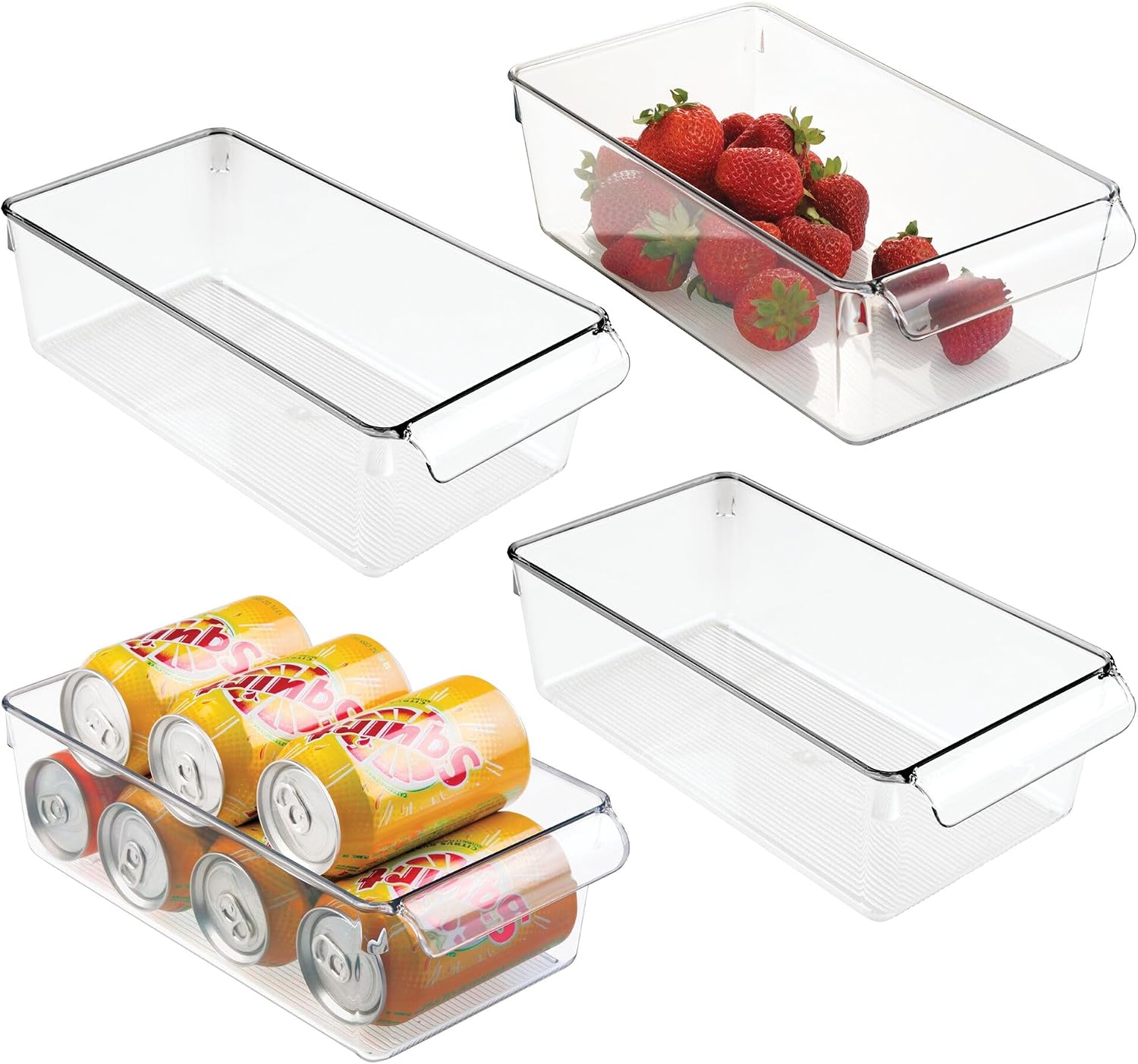 iDesign Linus Plastic Fridge and Freezer Storage Organizer Bin with Handle, Clear Container for Food, Drinks, Produce Organization, BPA-Free , 11.5" x 6" x 3.5", Clear | With Handle, BPA-Free, For Food, Drinks, Produce, Freezer Compatible