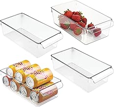 iDesign Fridge Storage Bin with Handle - Fridge Tray for Meats and Cheeses - Set of 4 - Clear