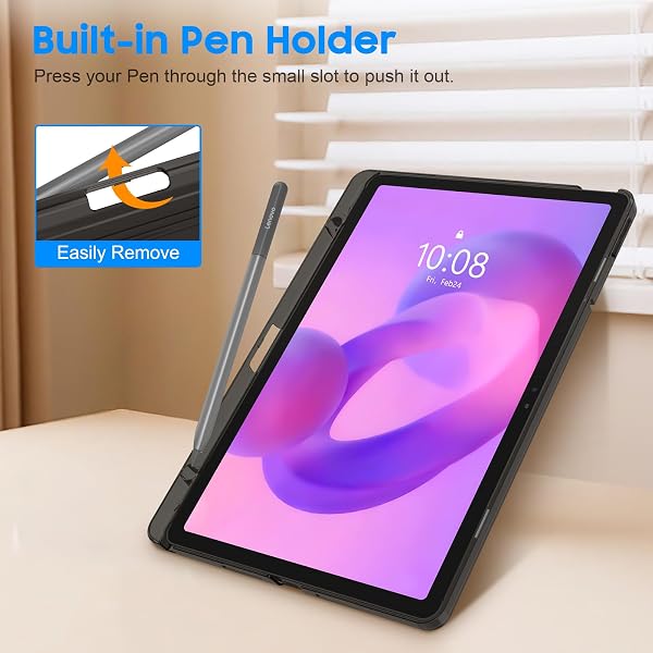 FINTIE Custodia per Lenovo Idea Tab 11 Pollici 2025 (Modello TB-336ZU/TB-336FU) con Portapenne, Sottile Leggero Case Posteriore Opaca Traslucida Cover con Auto Sveglia/Sonno, Nero - 4