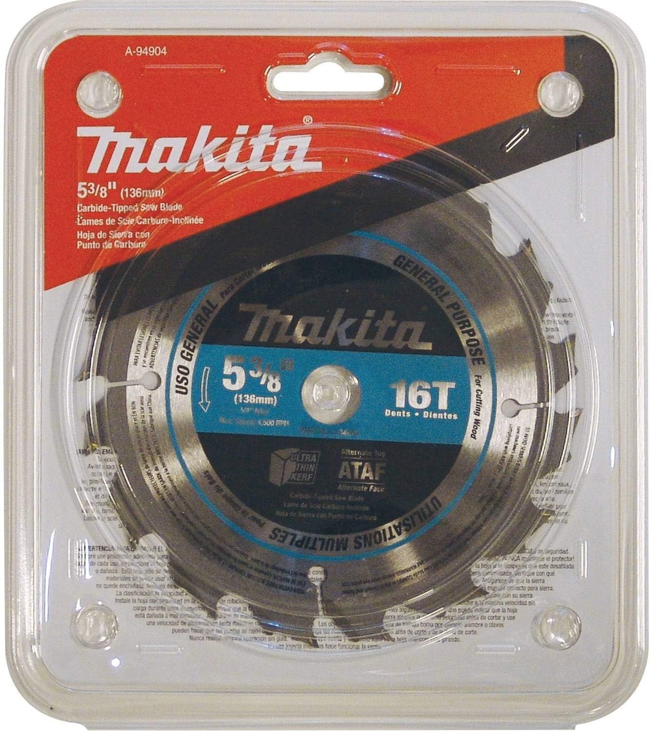 Makita A-94904 Tungsten Carbide Tipped Saw Blade 5-3/8-Inch 16Tooth