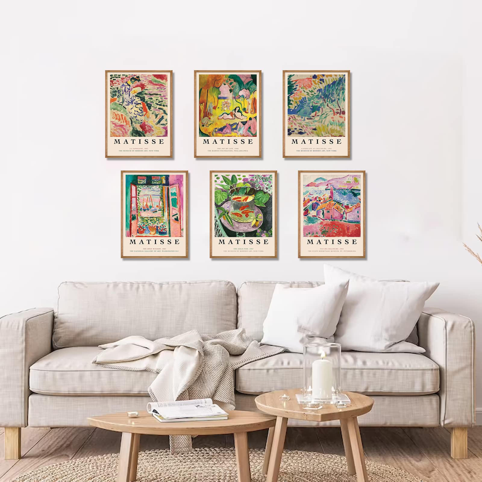 Galerie-Wandkunst Set „Picasso Matisse Bauhaus“ - 40x60 Cm Leinwanddrucke Orange/schwarz, Modern