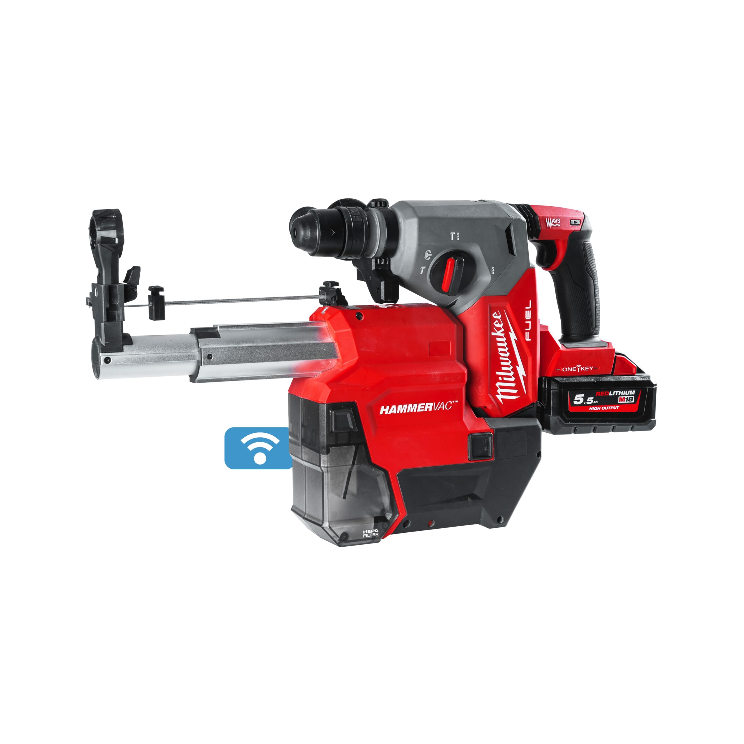 Milwaukee M18 ONEFHXDEL-552C Akku-Kombihammer + Staubabsaugung 