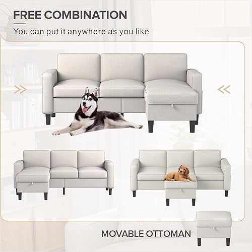 Miniatura 6 de Youmumeub Sofá seccional, sofá de 3 plazas de 78 pulgadas de largo con otomana de almacenamiento, sofás pequeños y sofás para sala de estar,