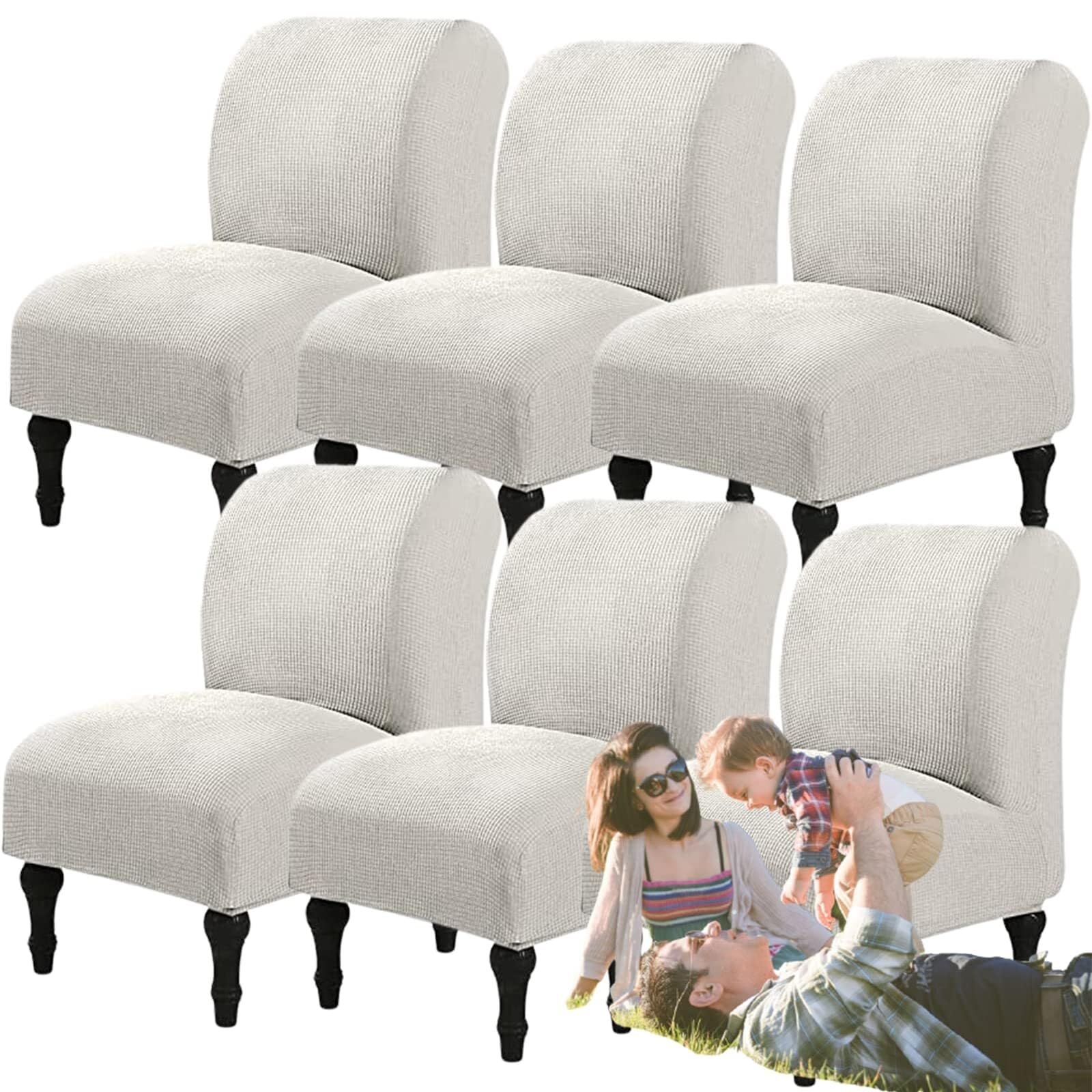 NMVAWIPT Armless Accent Chair Covers, Polyester+Spandex Stretch Slipcover, Removable Furniture Protector, For Home Hotel(56#,6pcs)
