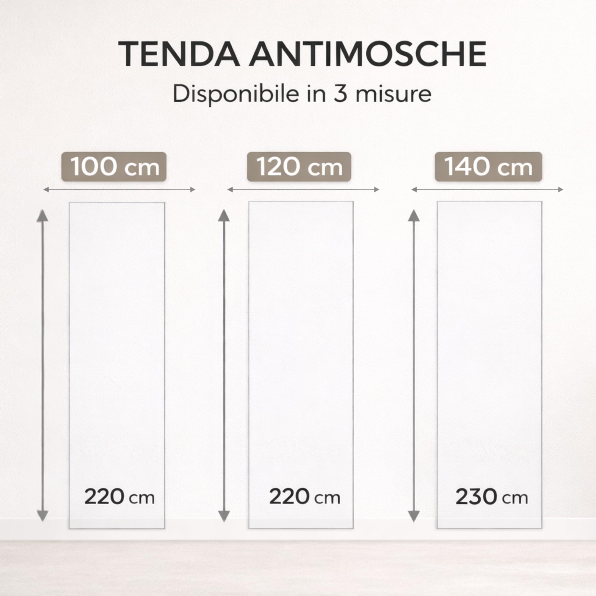 Tenda a Pannello, Moschiera con Frange a Fili Regolabili Morbidi - Antirumore, Antizanzare e Mosche - Comodo Passaggio Animali Domestici Telaio in PVC Viti e Tasselli Inclusi (RUGGINE, 100X220)