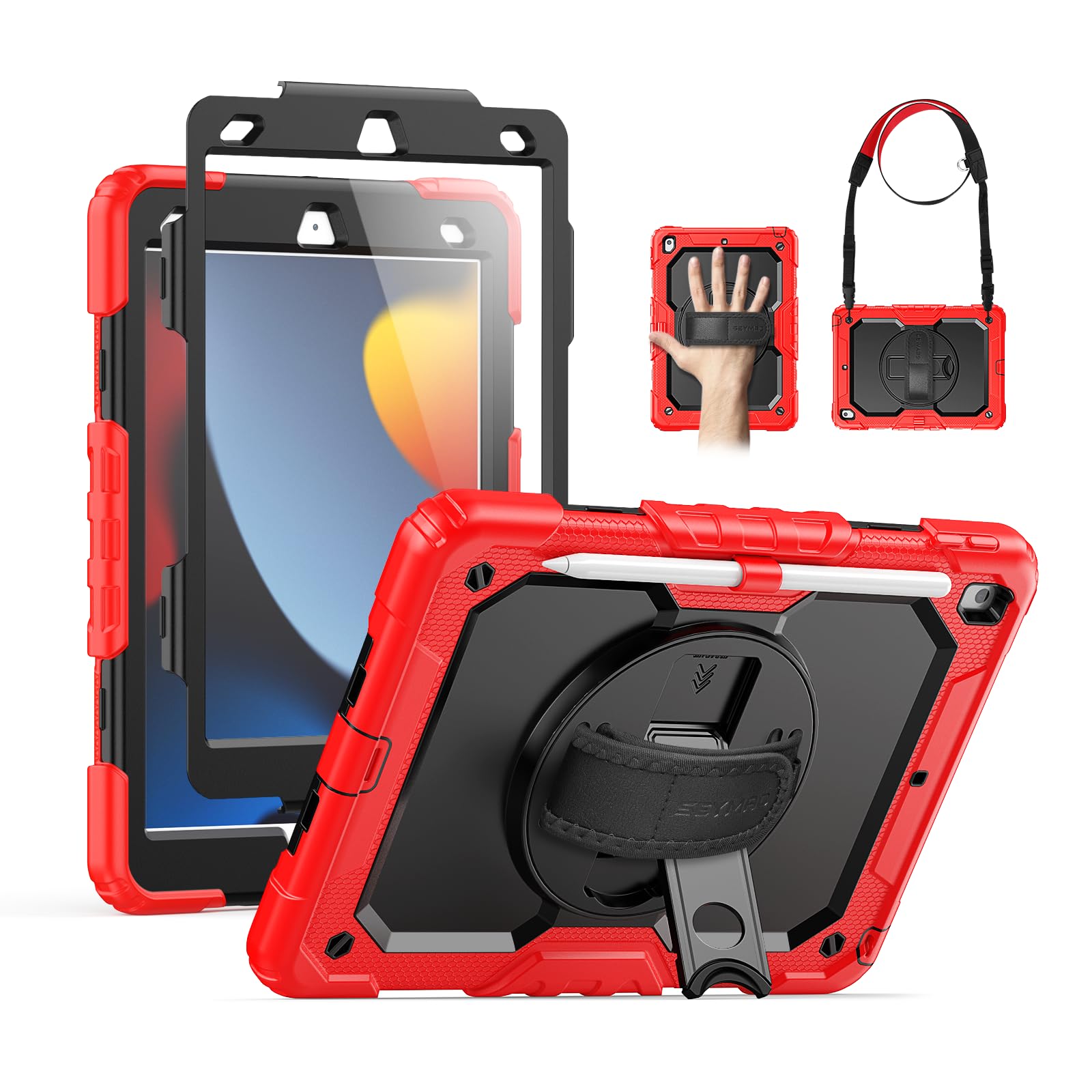 Funda iPad 10.2 7a gen correa mano giratoria 360 grados robusta SEYMAC 8
