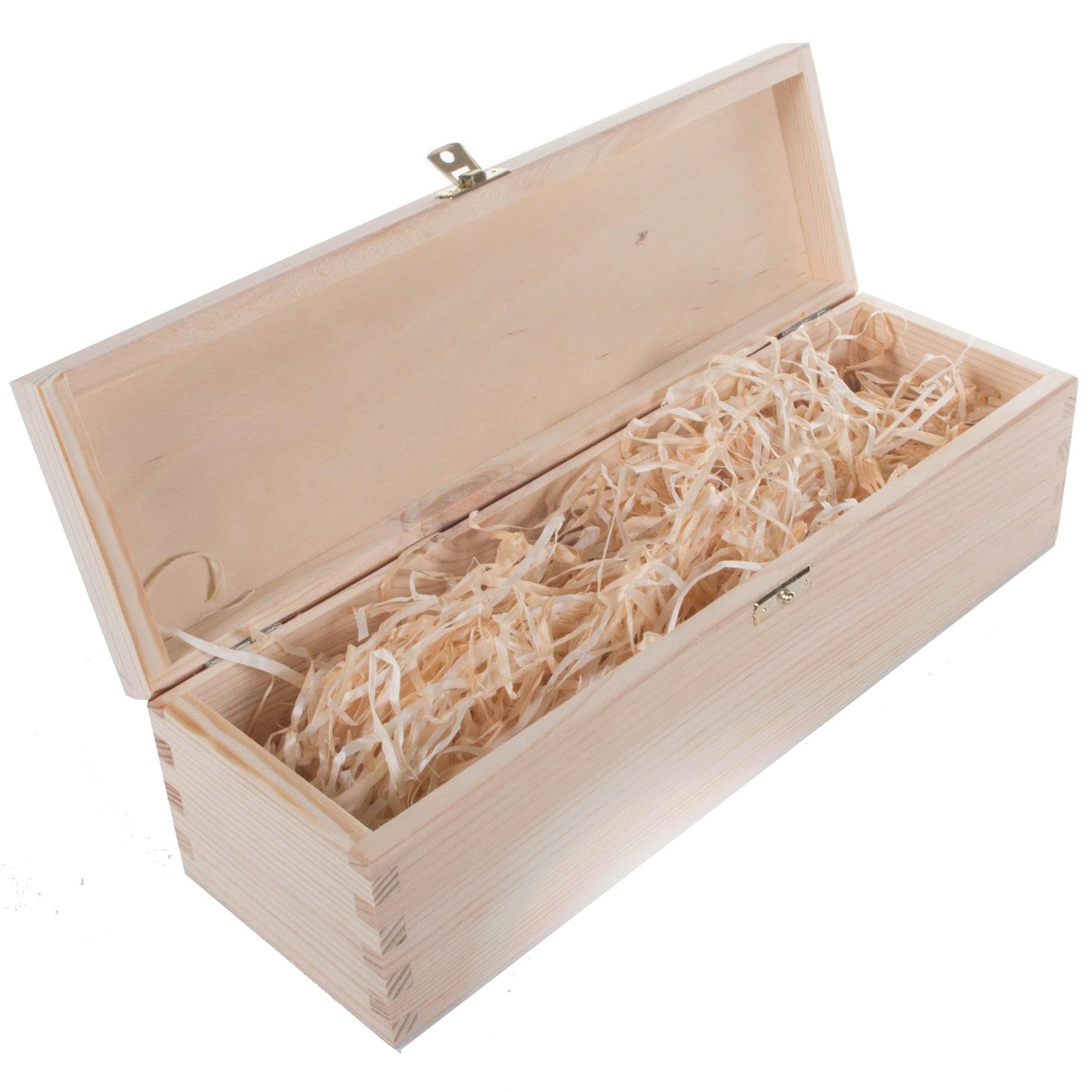 Wooden Wine Box Gift Holder 1 Bottle Carrier Case | Wood Wool Filling Incl.