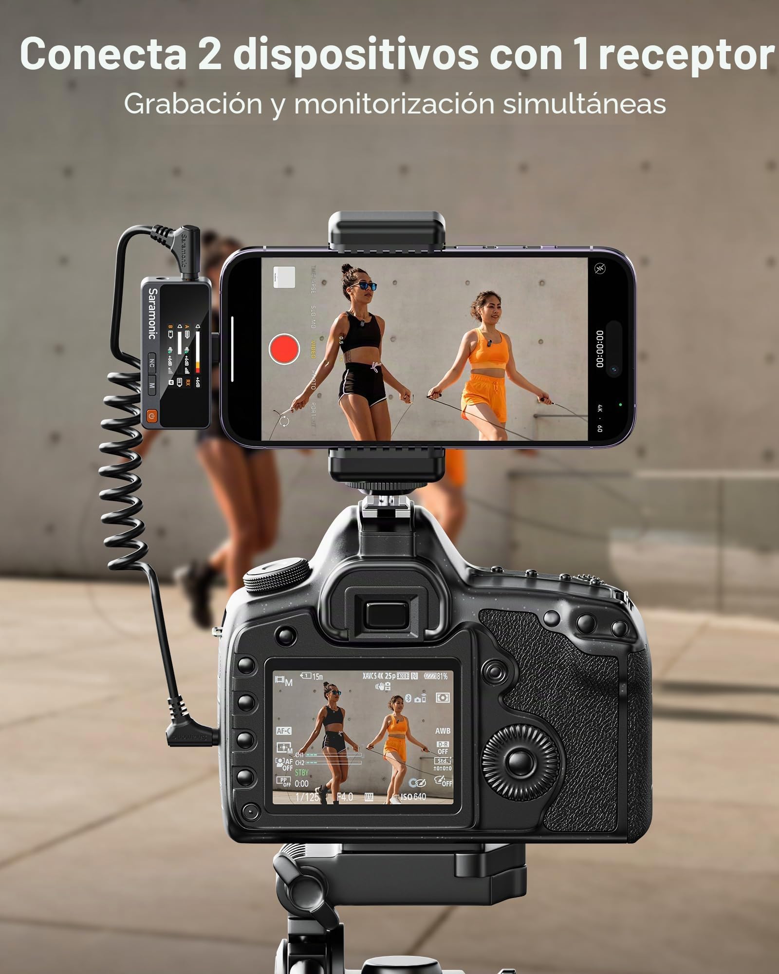 SARAMONIC Air microfono inalambrico para Movil, Micrófono de Solapa Externo de ø9,7 mm, 48 KHz/24 bit, SNR 90dB, Mini Microfono para iPhone Serie 15/16, Microfono de Solapa con Conector USB-C, 300m