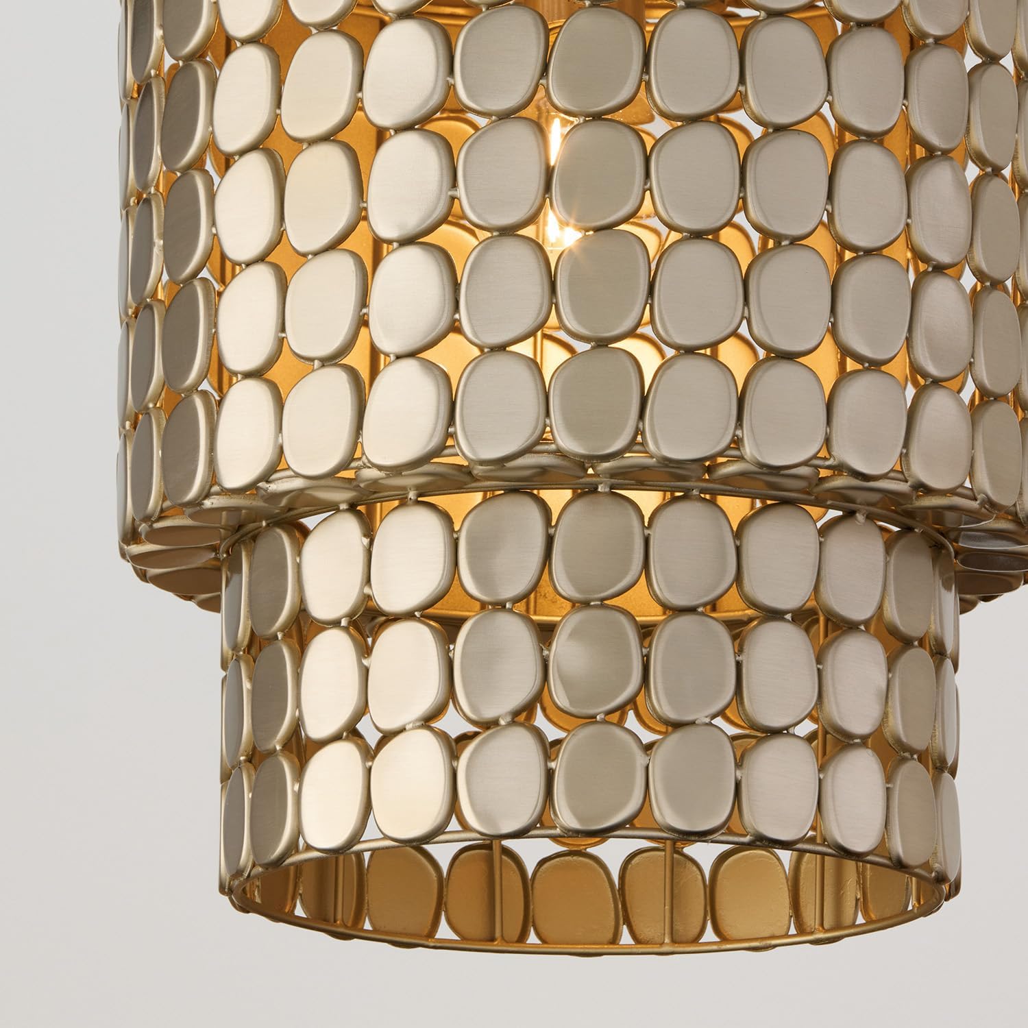 Capital Lighting 354111HB Eliana Handcrafted Unique Medallions Tiered Cylindrical Pendant Ceiling Light, 1-Light 100 Watt, 21" H x 13" W, Champagne Brass