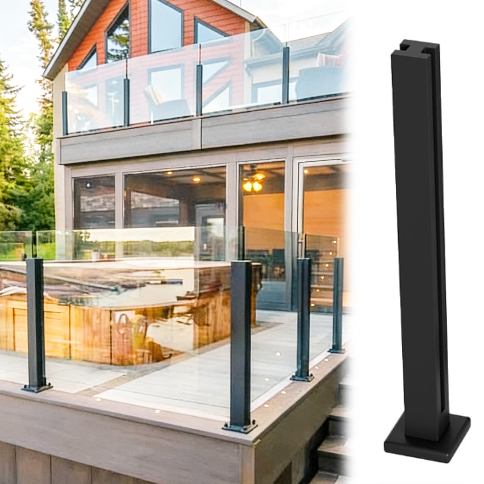 Poteau de serrage réglable et robuste de 140 cm pour sécuriser une balustrade de loft moderne