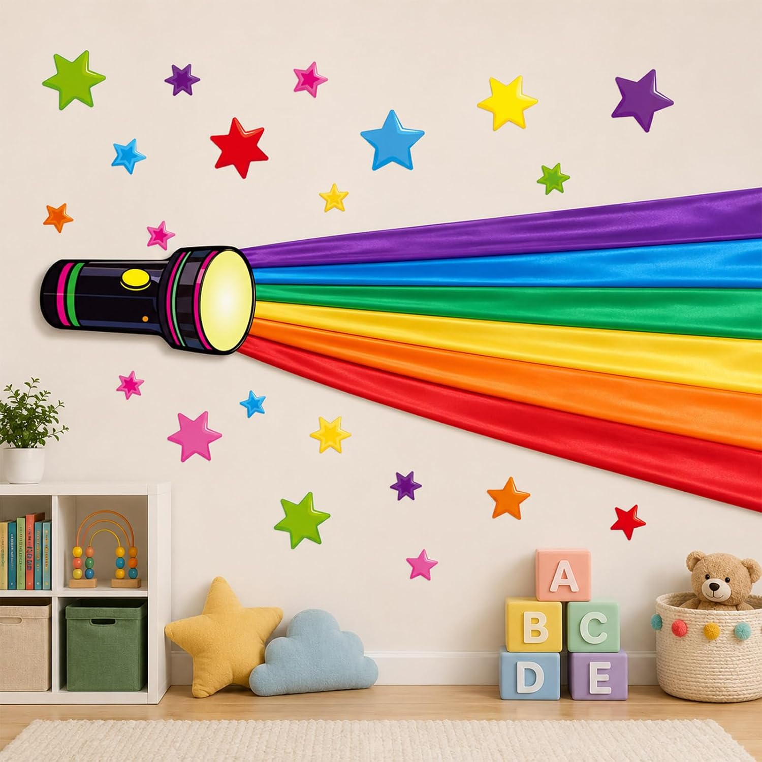 3D VBS 2026 Wall Decor VBS Jesus Lighthouse Station Decorations Flashlight Cutouts with Rainbow Cloth Banner Christian Bulletin Board Decor for Sunday School Vacation Church Wall Door Party Supplies