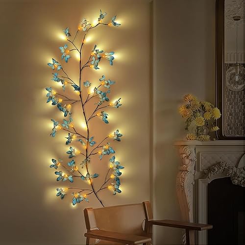 Rivokeer Vid de sauce iluminada, 6 pies, luces de vid de sauce encantado con decoración de mariposa enchufable, luces de vid para pared, Navidad,