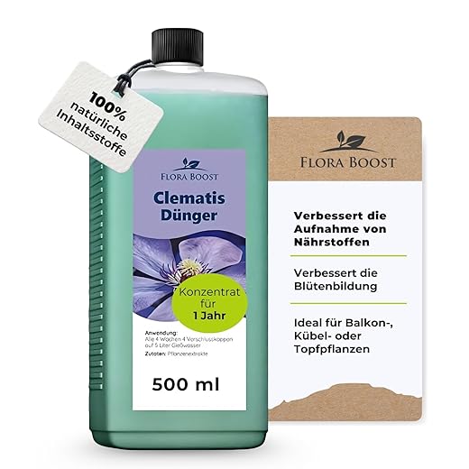 Clematis Dünger Kletterpflanzen Flüssigdünger - Spezialdünger für bis zu 100 Liter Gießwasser (500 ml)