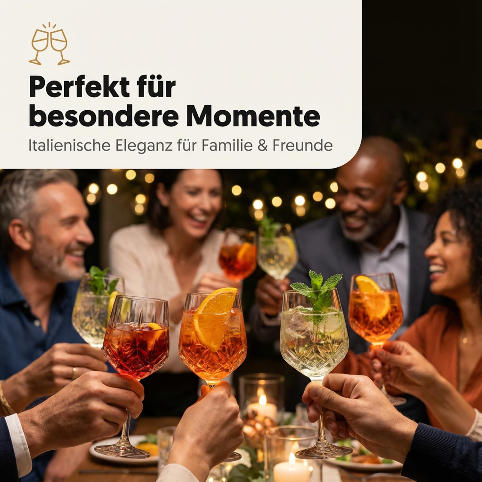 Der-Porzellan-Laden by RCR Alkemist Aperitif Gläser 530ml, 6er Set, Cocktailgläser aus Kristallglas, Facettenschliff, spülmaschinengeeignet, Made in Italy