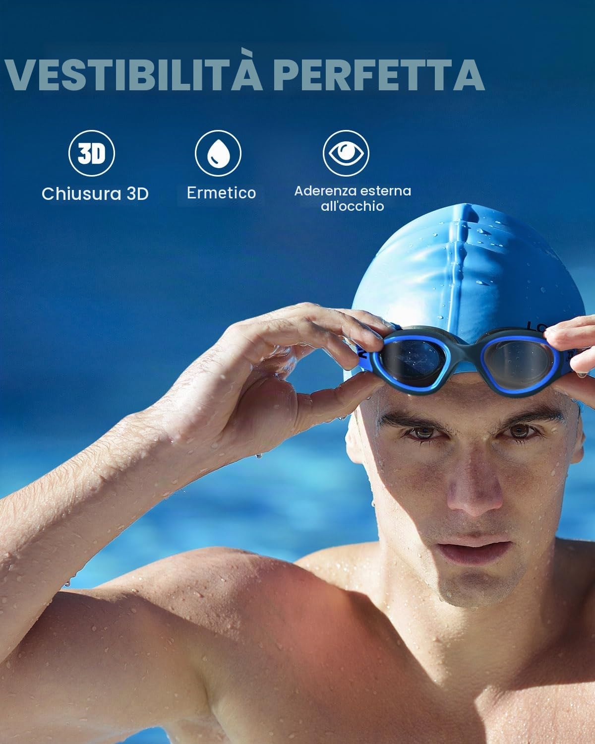 ZIONOR Occhiali da nuoto ottici, G1MS a prova di perdite e anti-appannamento, in vetro correttivo professionale, con intensità visiva/diottria, protezione UV per uomo e donna (diottrie da -2,0 a -7,0)