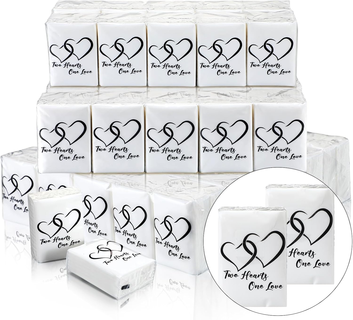 50 Pack Happy Tears Tissues Packs for Wedding Bulk Facial Tissues Items for Guests Welcome Bags Pocket Paper 3 Ply Individual Mini Travel Tissue Packs for Wedding Graduation Party Ceremony(Classic)