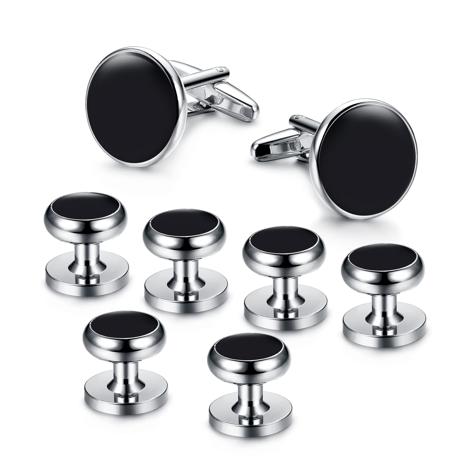 FIOROYAL Gemelos y remaches de esmoquin para ropa de hombre, gemelos dorados de acero inoxidable para camisas y corbatas, accesorios para camisas, gemelos y gemelos de esmoquin clásicos