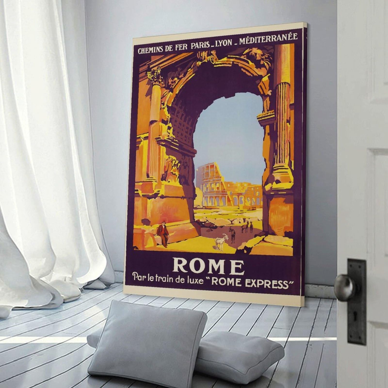 Junmoney Rome Travel (3) Canvas Wall Art, 24x36inch(60x90cm), for Bedroom, Guest Room Or Reading Nook, Decorative Wall Art for Cosy Rooms