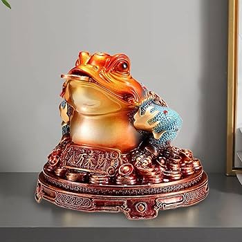 Amazon.co.jp: FQRDKT 風水ヒキガエルの置物、樹脂製の三本足の