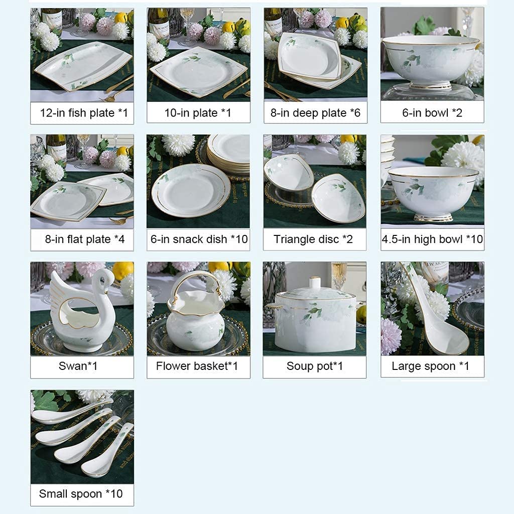 H3TF5J Ceramiczny zestaw zastawy stołowej, 50-częściowy zestaw porcelanowy, ręcznie pomalowane zastawa stołowa, wielofunkcyjna zastawa stołowa gospodarstwa domowego, Proces kolorów o wysokiej