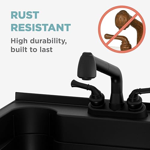 Miniatura 10 de Zenna Home Juego de fregadero y gabinete de pared incluye bañera de lavanderíaestación de saneamiento con grifo, armario de pared (2 puertas, 3