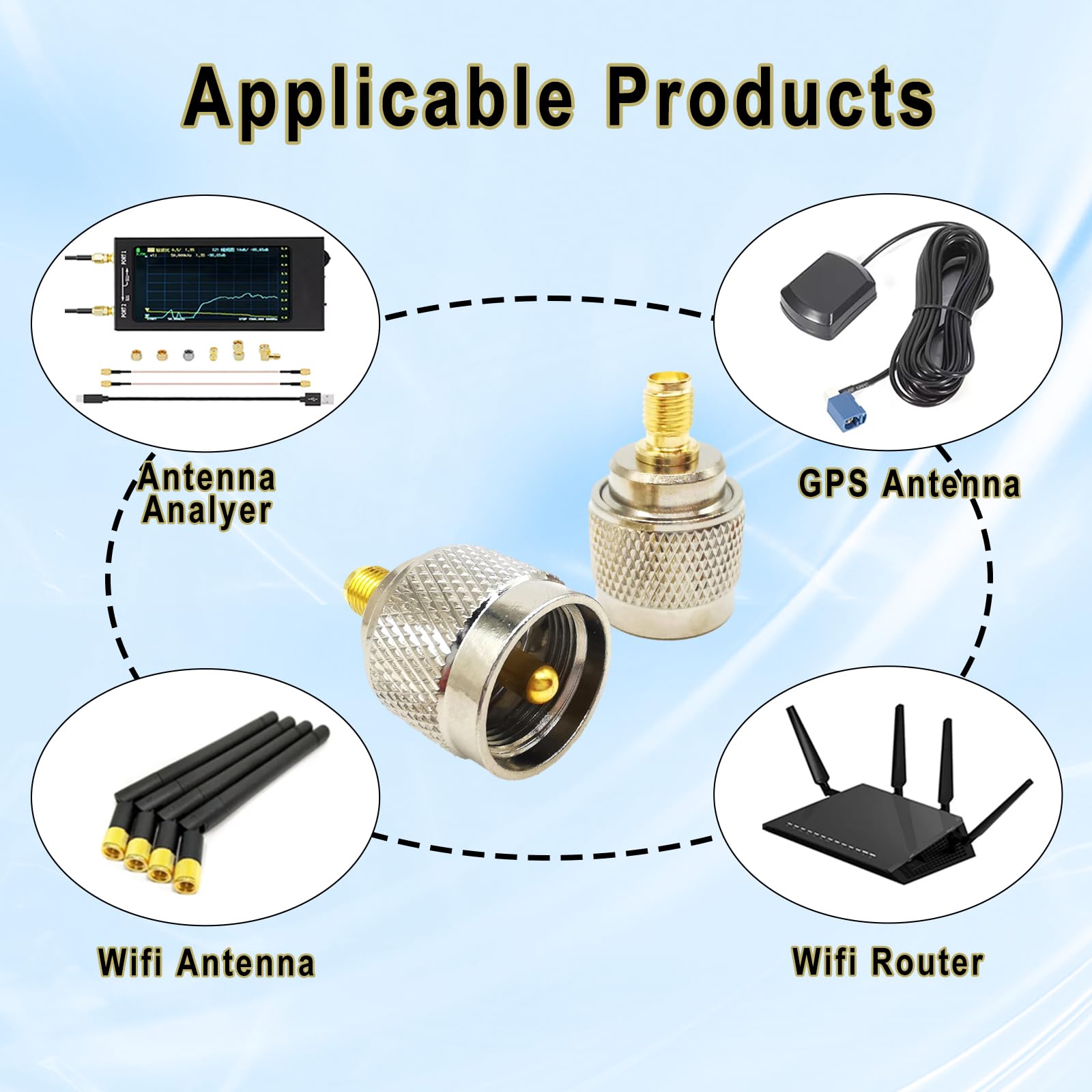 2 sztuki SMA na PL259 SO239 adapter koncentryczny, gniazdo SMA o niskiej stratności na wtyczkę PL259 UHF, złącze koncentryczne do anten radiowych CB, anten amatorskich, urządzeń wideo i WLAN