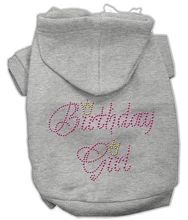 Mirage Pet Products 8-inch Birthday Girl Hoodies, X-Small, Grey