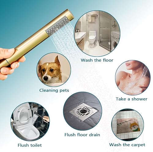 Miniatura 3 de SATICO Grifo de bañera independiente de níquel cepillado FF034BB para baño de una sola manija con grifo mezclador de ducha de mano con boquilla