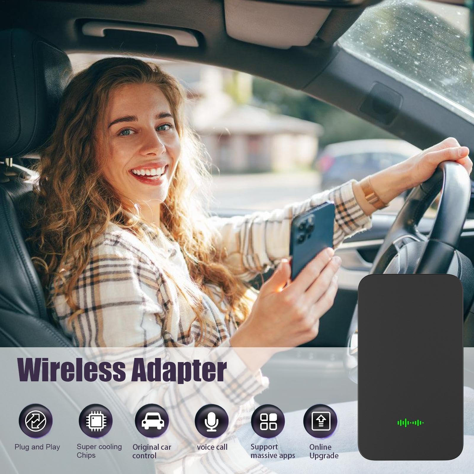 Adattatore Dongle Wireless Per Auto Portatile Converte Da Cablato A | Auto Accessorio Audio, Dispositivo Compatto, Convertitore Cablato, Abbinamento Facile, Configurazione Semplice