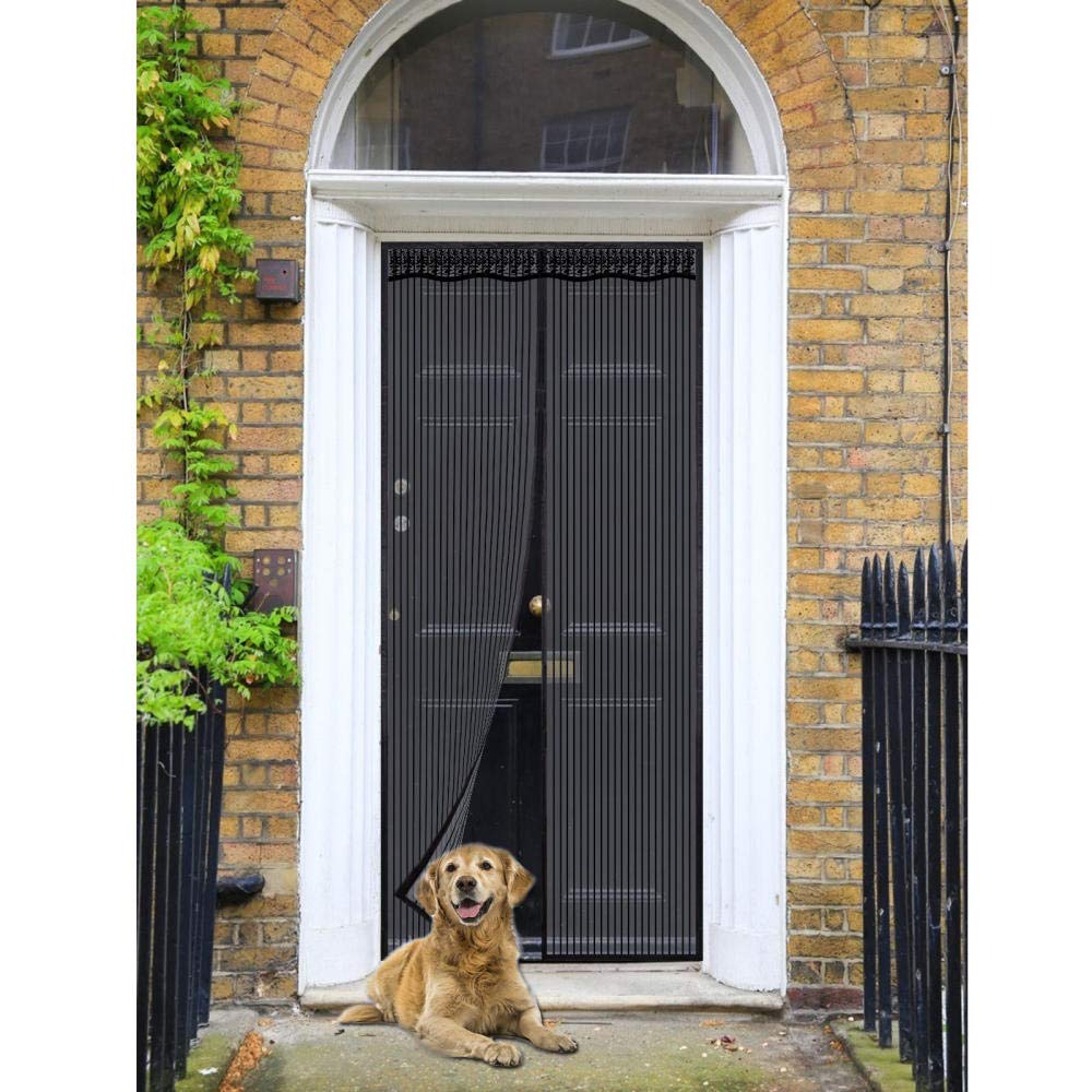 Magnétique Moustiquaire Porte, 215x215cm, Personnalisable, Rideau De Porte Anti-moustique, Fermeture Automatique Pour Couloirs Portes Patio Rideau Anti Moustique Bogues, Auto-AdhéSif, Noir