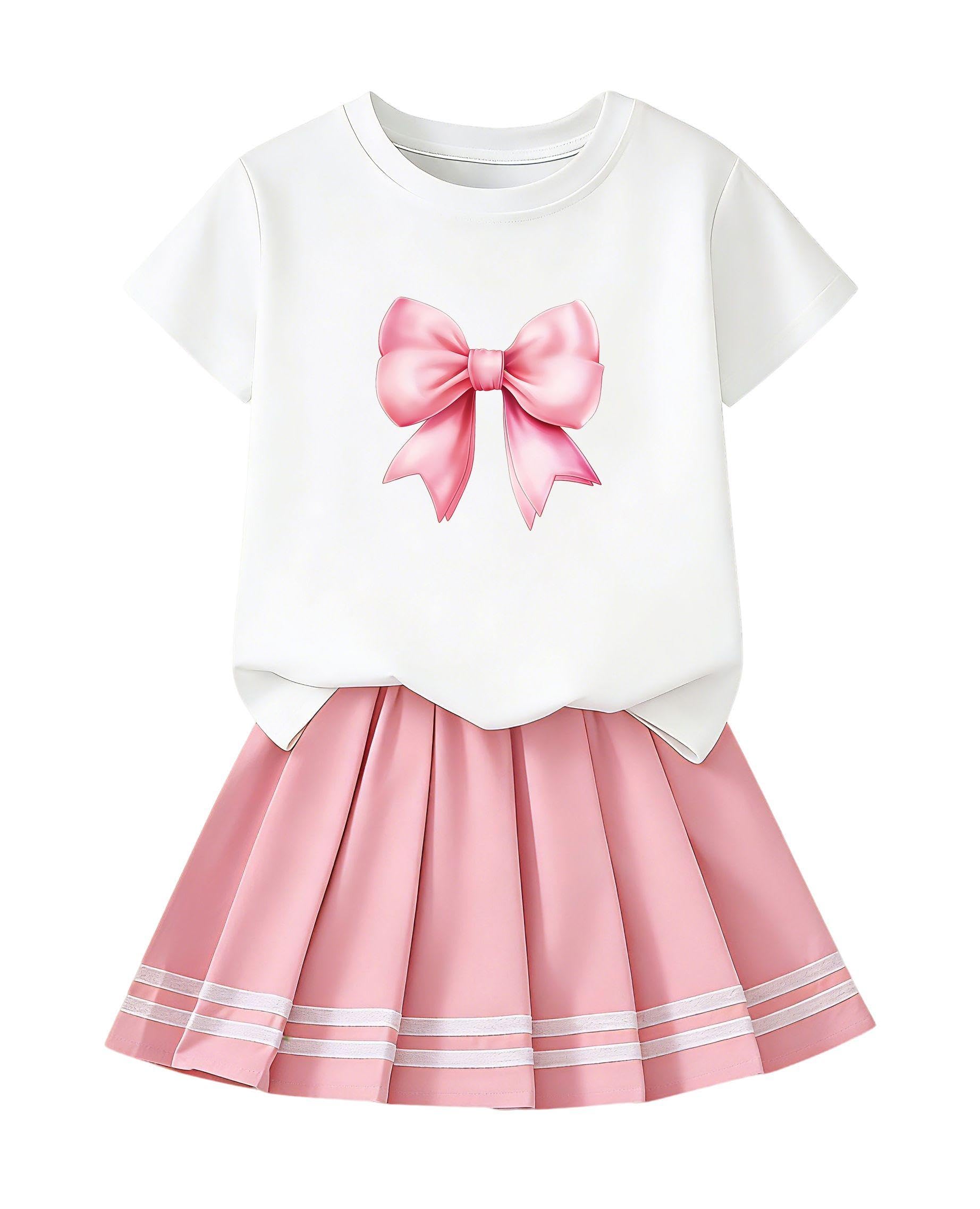 Betusline Girls Skirt Set, Printed T-Shirt &amp; Pleated Skirt, 4-14Y