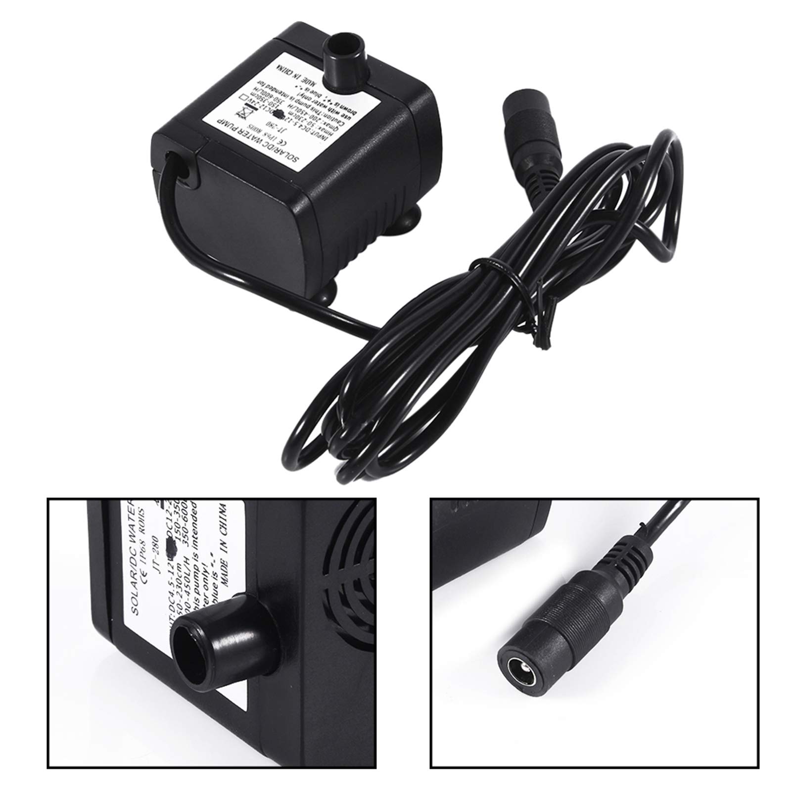 TOPINCN Ultra Quiet Black, 12V DC Solar Powered, 420 L/H Max Flow Rate, Stainless Steel Shaft, for Ponds Fountains, Home Use - Image 4