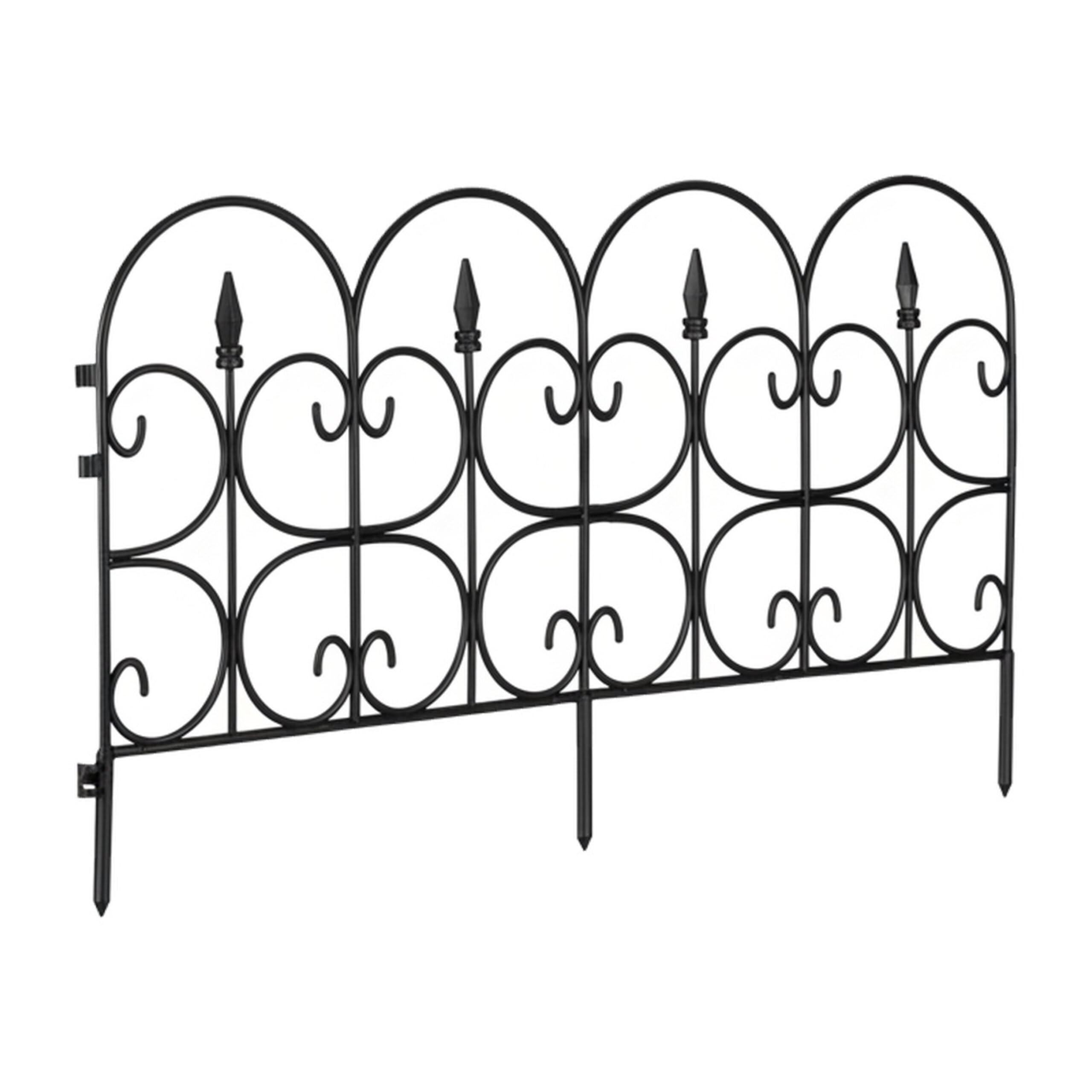 Relaxdays Bordure de Jardin Plastique, Clôture Gazon 30 cm, 6 éléments, 4 m, Parterre Massif pelouse, Piquet, Noir, Noires