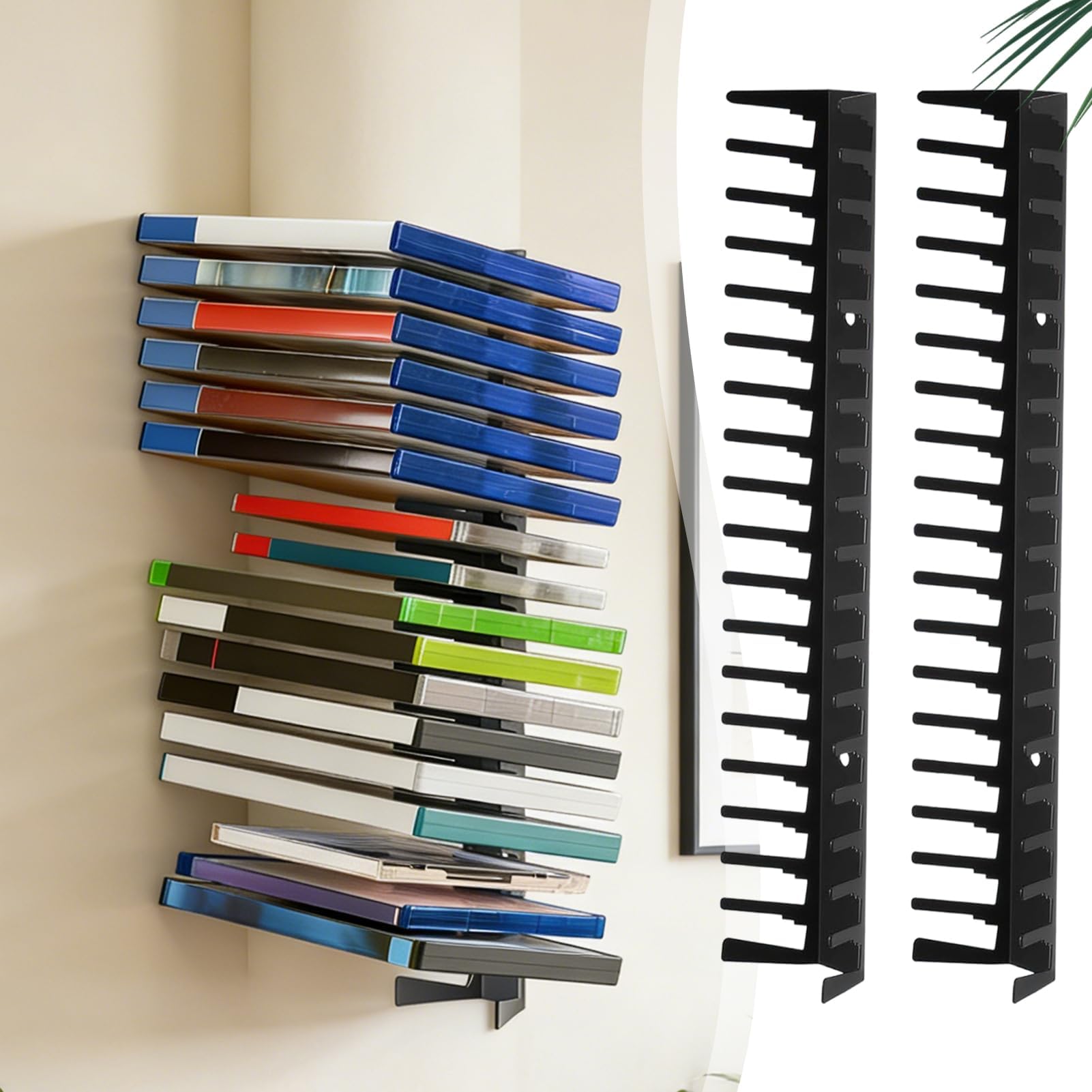 Set di 2 mensole in metallo rinforzato per videogiochi, da parete, per casa, ufficio, camera da letto, cucina, bar, feste e stazione cinematografica, soluzione di archiviazione