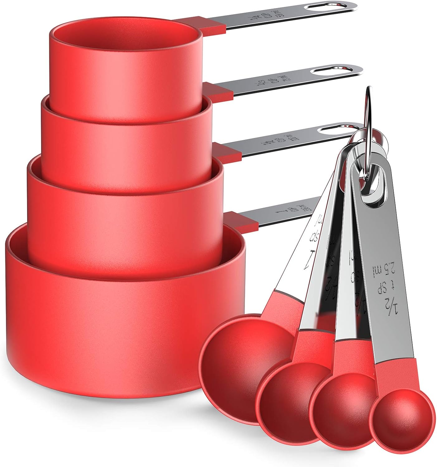 Measuring Cups and Spoons Set, 8 Piece Stackable Stainless