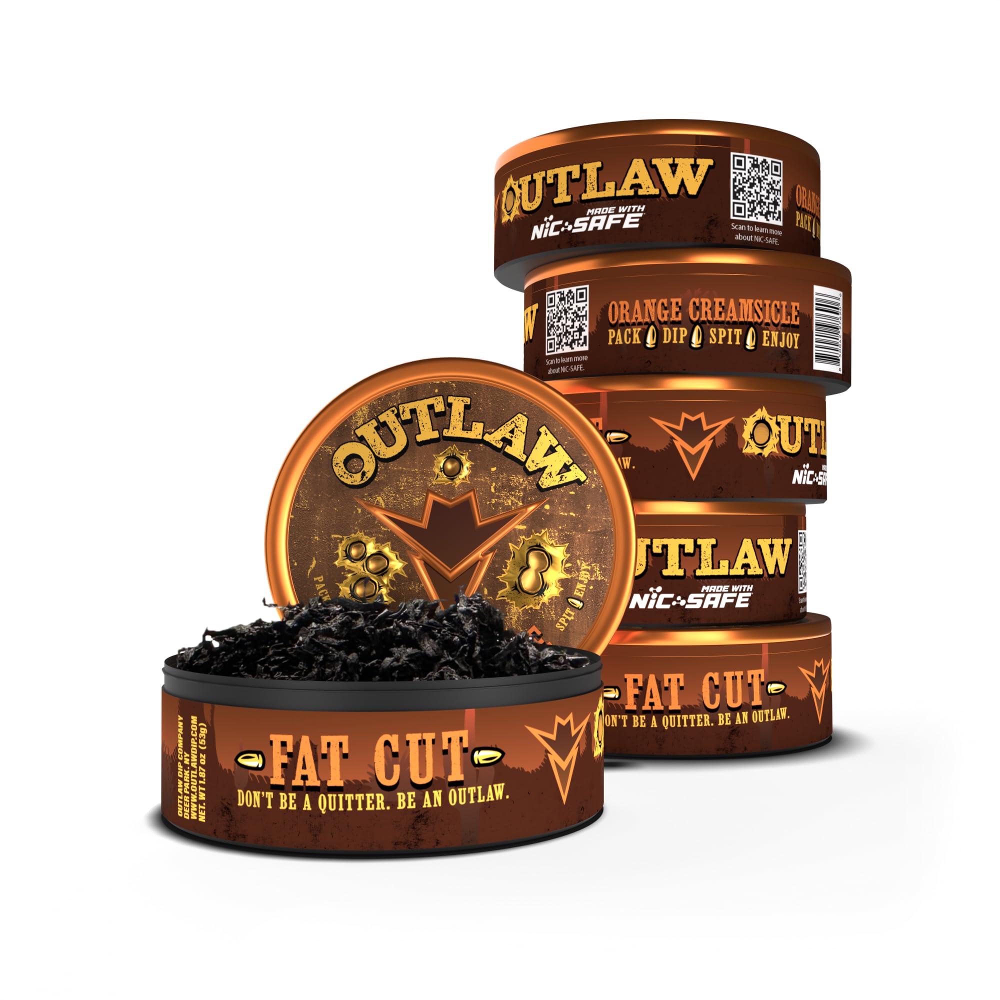 Outlaw Dip - Orange Creamsicle - Fat Cut - 6 Pack - Tobacco & Nicotine Free Chew