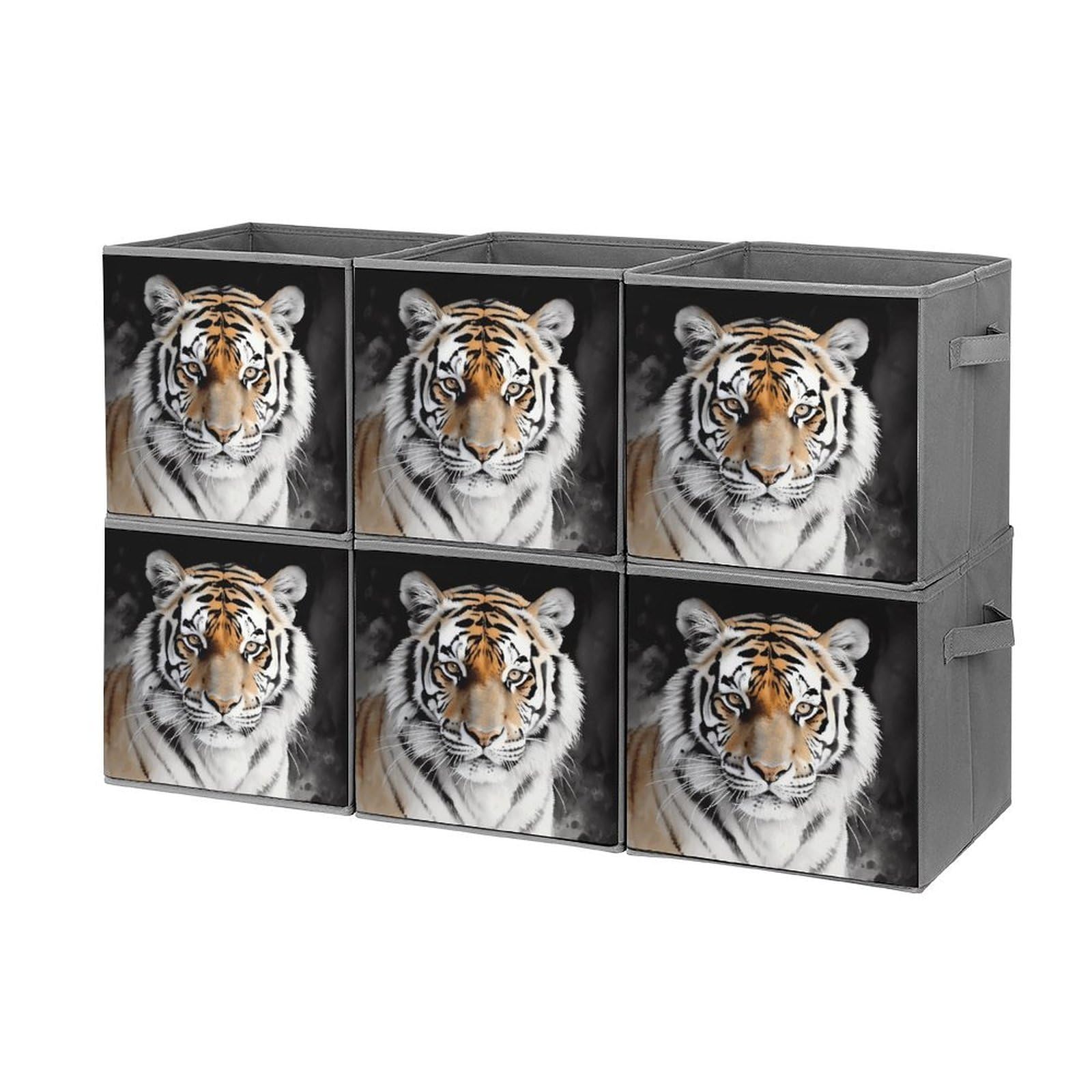 Bacs de rangement pliables Tiger2 avec poignées pour étagère de chambre