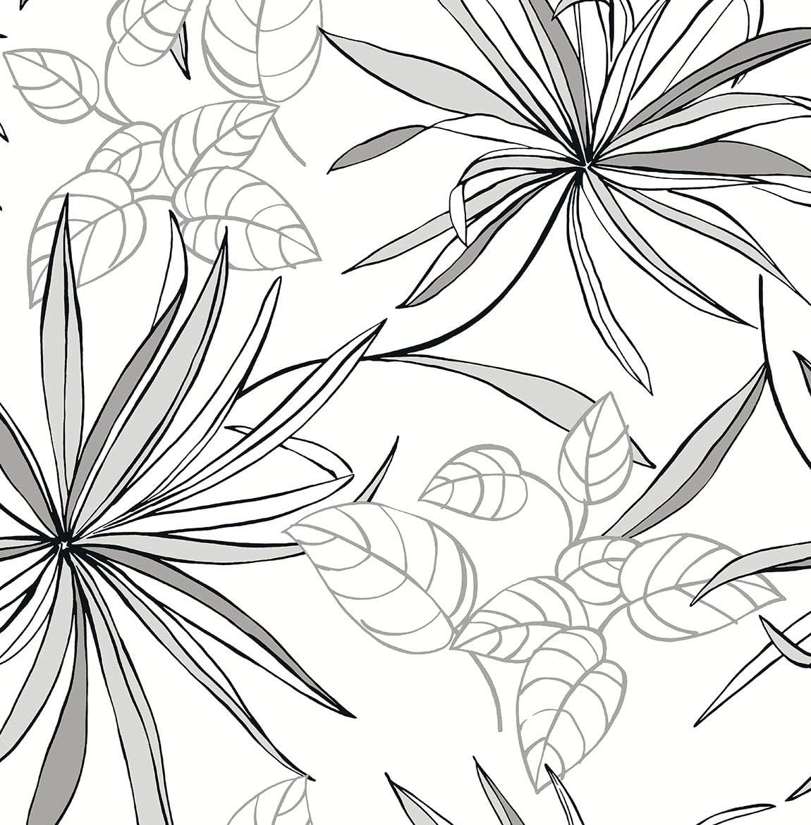 NextWall Spider Plants Peel and Stick Wallpaper (Grayscale)