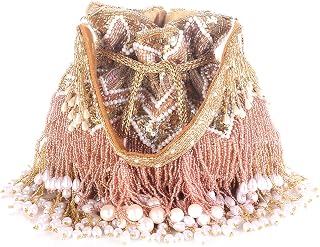 SWISNI rose gold designer jhallar potli bag Price In India