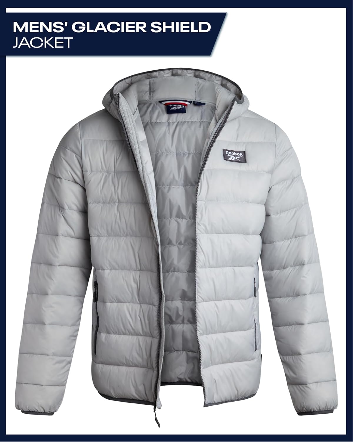 Reebok Mens Puffer Jacket - Lightweight Quilted Glacier Shield Plus Size Puffer Jackets for Men - Insulated Mens Winter Coats - Image 2