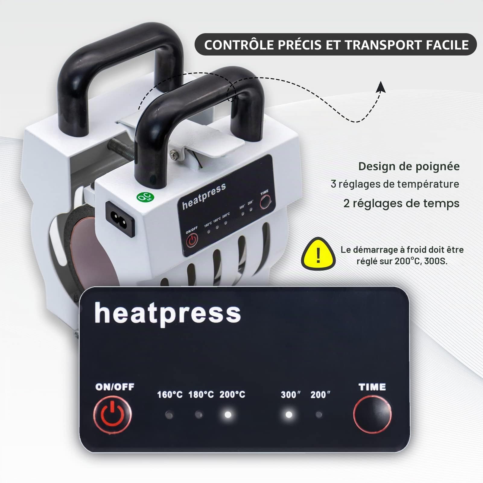 Mini Presse à Tasses - Sublimation - 30,5 à 35 cl (Blanc)