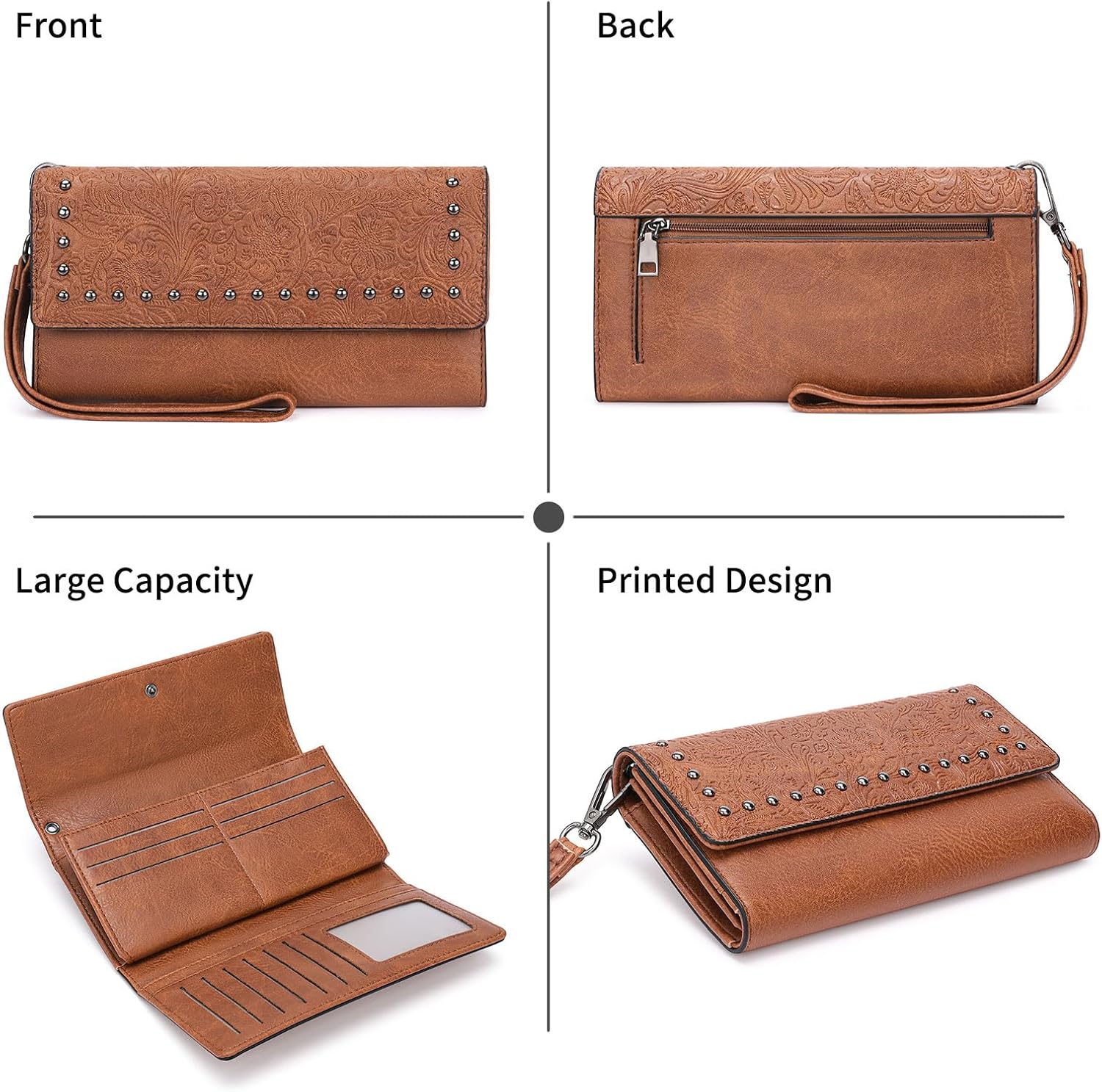 FALAN MULE Wallets for Women Trifold Wristlet Wallets Large Capacity RFID Blocking Ladies Purse Credit Card Holder - Image 5