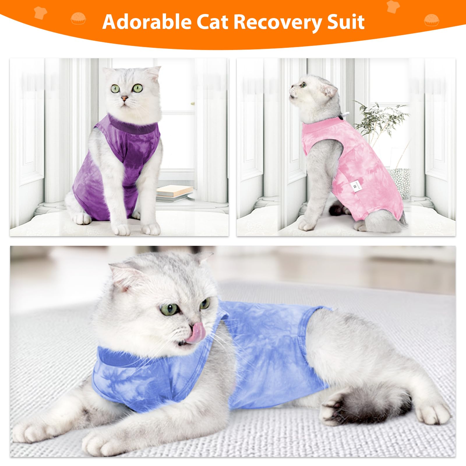 Cat Recovery Suit 2er Set - Atmungsamer Katzen Body Nach OP