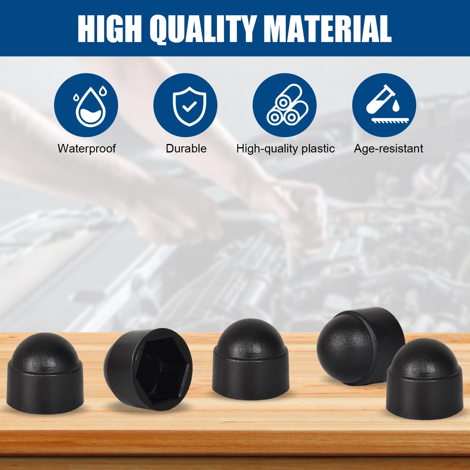 50 Coperture di Protezione per Viti m8, Coperture di Protezione in Plastica per Viti a Testa Esagonale, Adatte per Chiave da 13 mm, Adatte per Viti e Dadi, Prevengono Ruggine e Invecchiamento (M8)